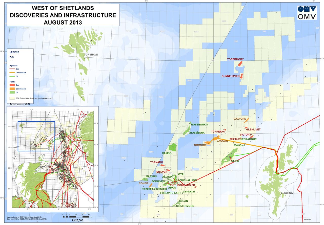 First gas extracted by Total from gas field west of Shetland